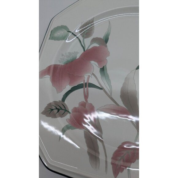 Mikasa Silk Flowers Dinner Plate 10" Continental USA Pink Floral Octagon - Picture 2 of 10